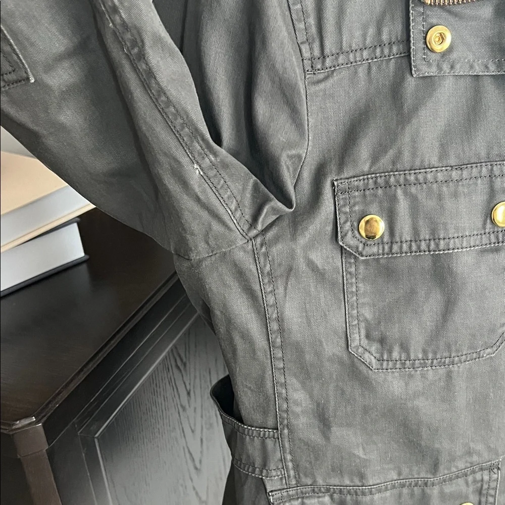 J.Crew Olive Women’s Relaxed Boyfriend Field Shirt with Gold Detail| Size L - Picture 4 of 7